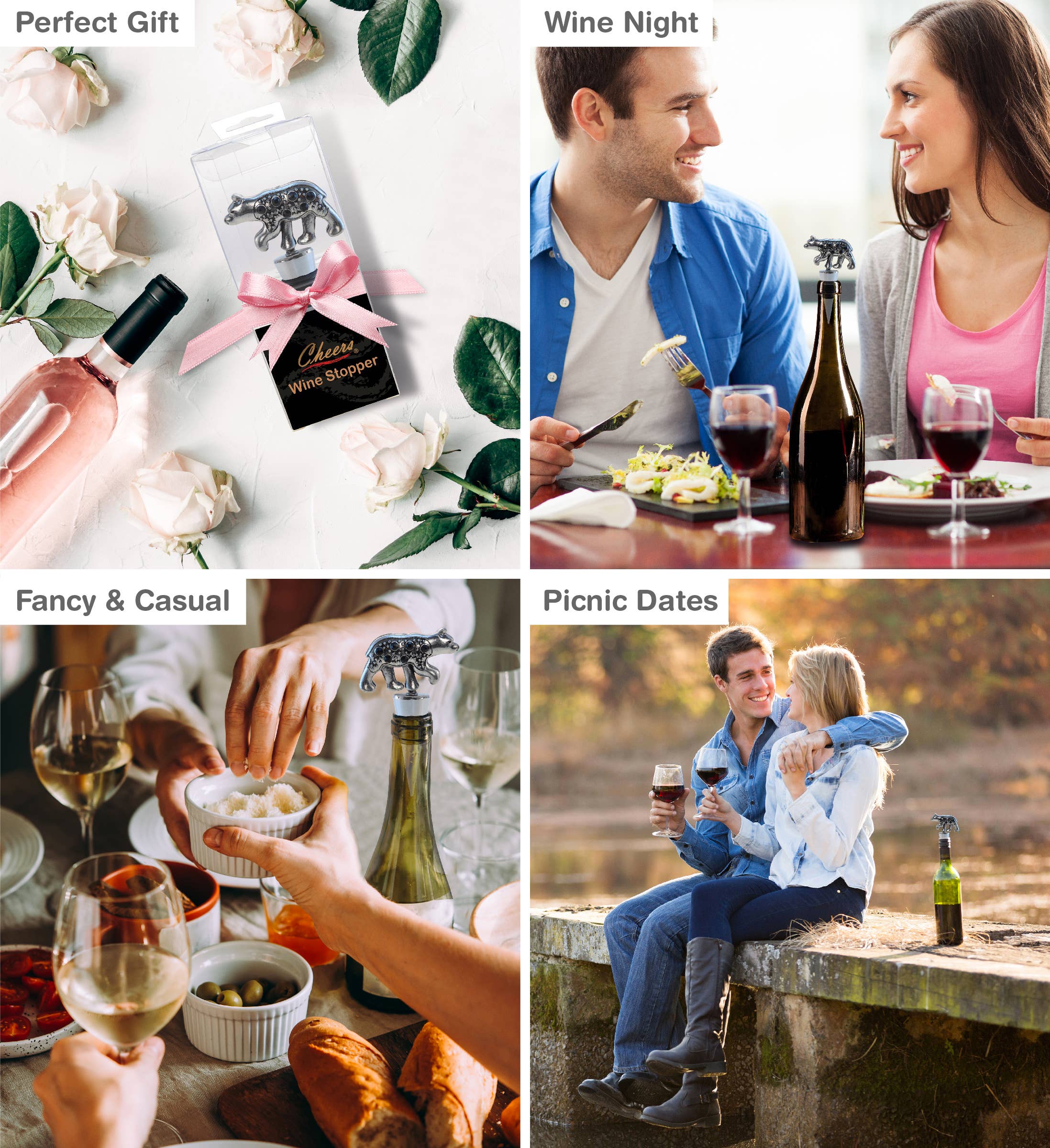 Cota Global - Vente Bouchon de vin - Bouchon de vin - Ours noir en métal2