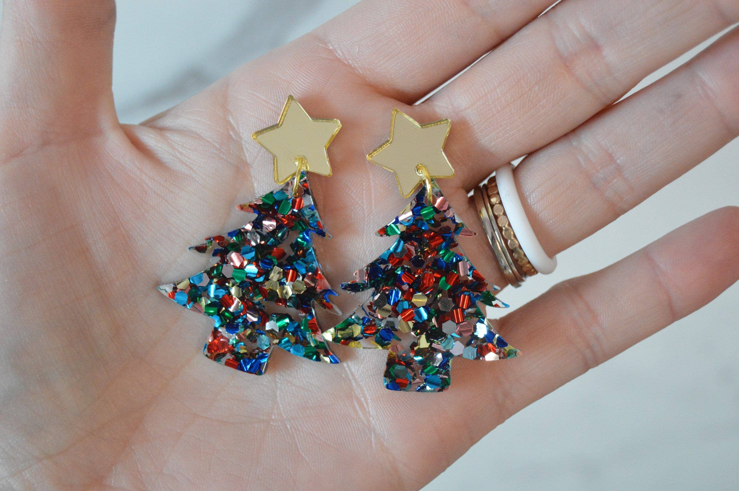 The Adorned Fox – wholesale Dangle earrings – Colorful Christmas Tree Earrings, Earrings, Confetti Earring1