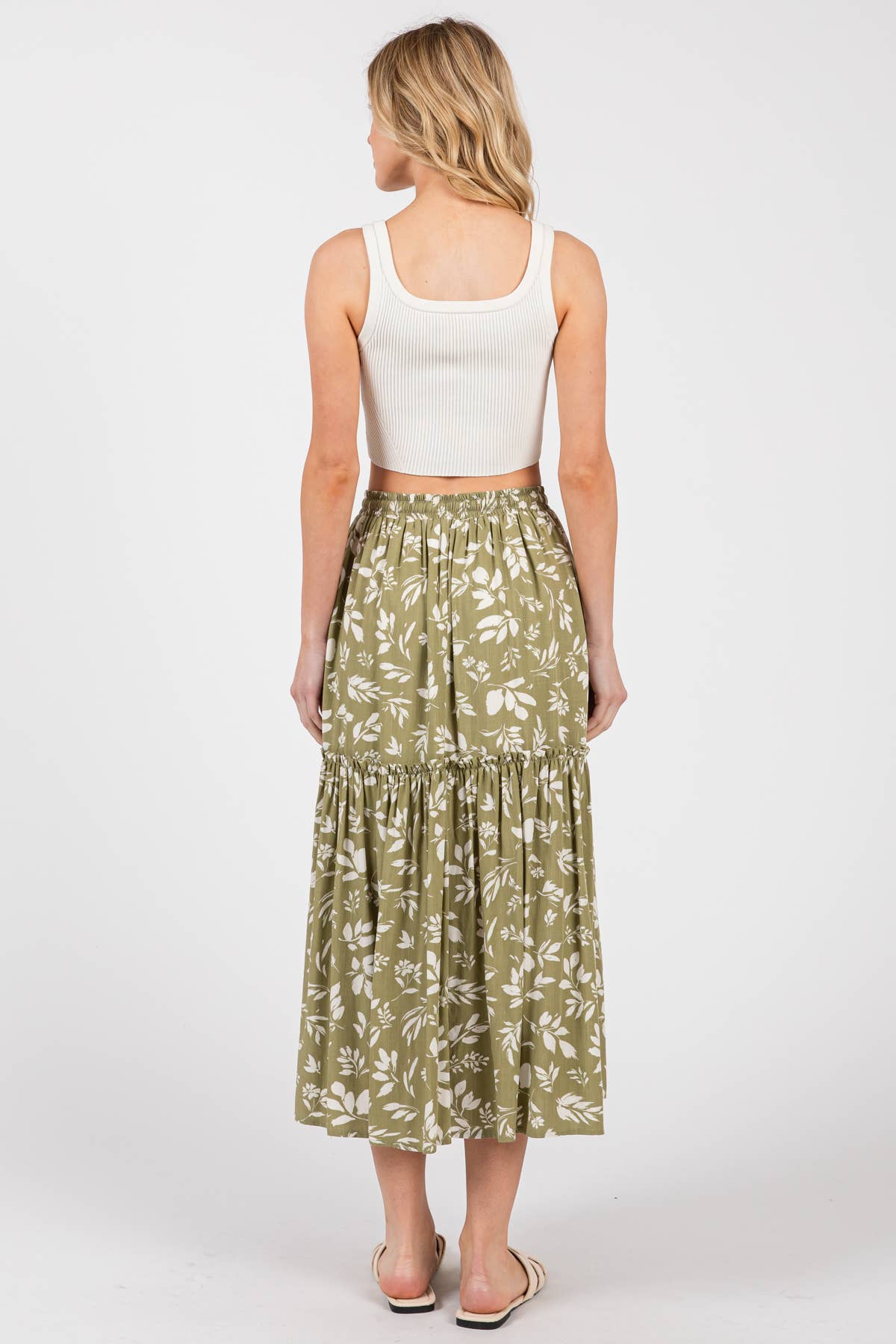 Final Touch – Engroshandel Nederdel - Dame – Printet lagdelt midinederdel med slids - VS30867