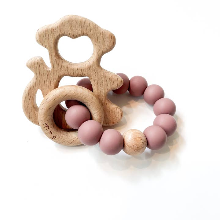 Marlowe and Sage LLC - Wholesale Teether (Not Clip-On) - Baby - Monkey Teether- Silicone and Beech Wood4