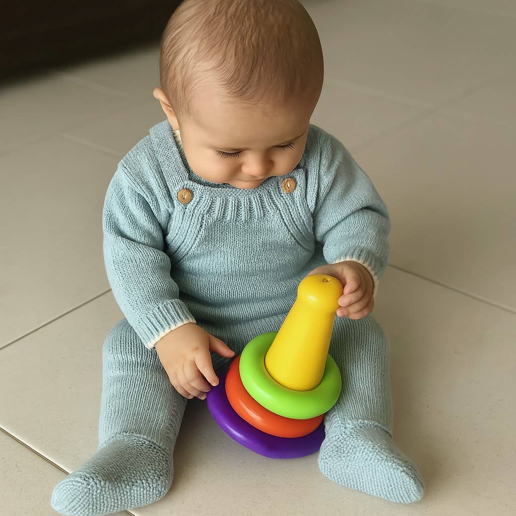 Cotton Socks - Vendita all'ingrosso Completino - Neonati - 2025.1 Salopette + maglione in maglia 100% acrilico8