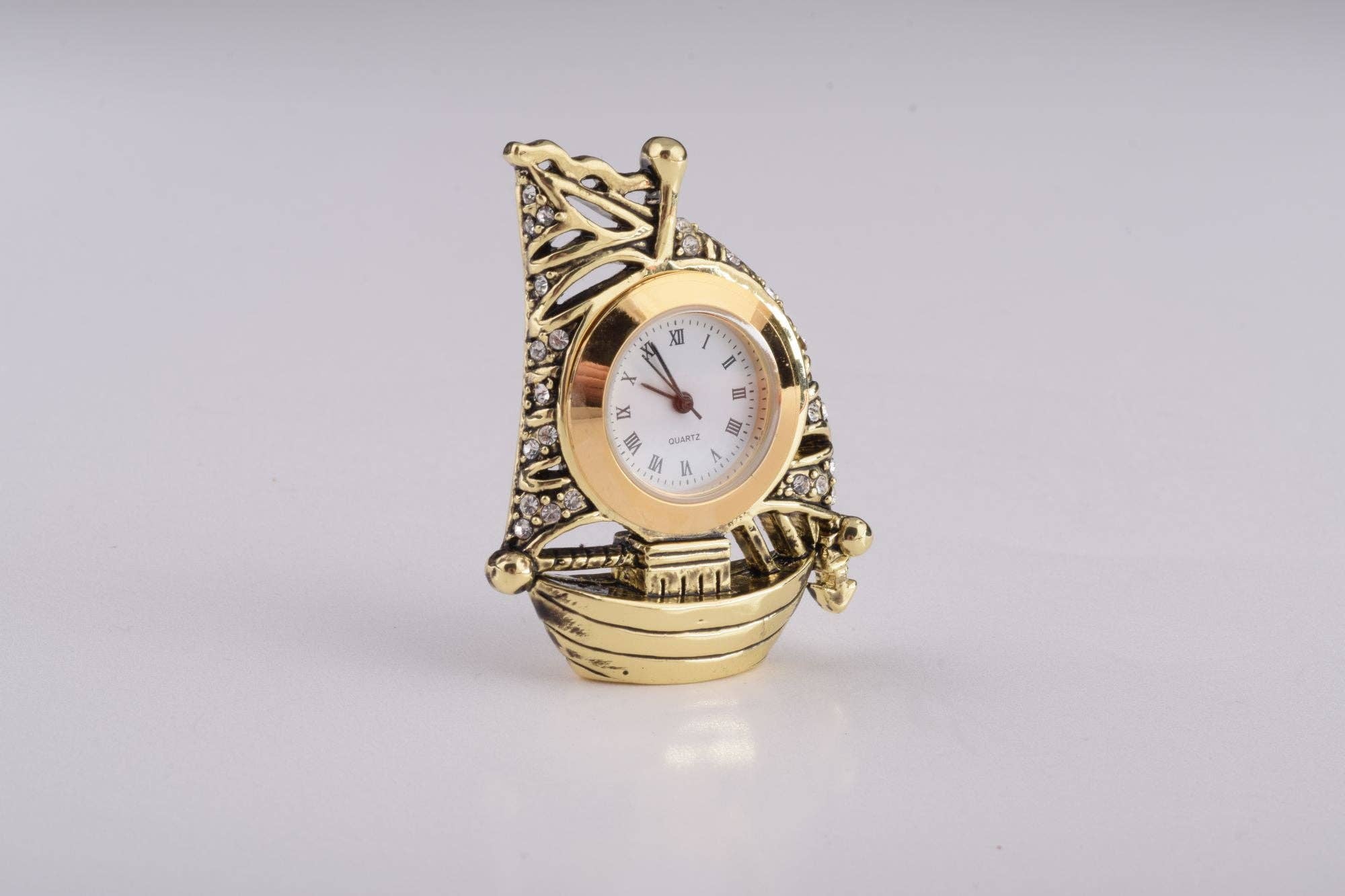 Keren Kopal - Venta al por mayor Cajas decorativas - Huevo Fabergé rosa con reloj en el interior8