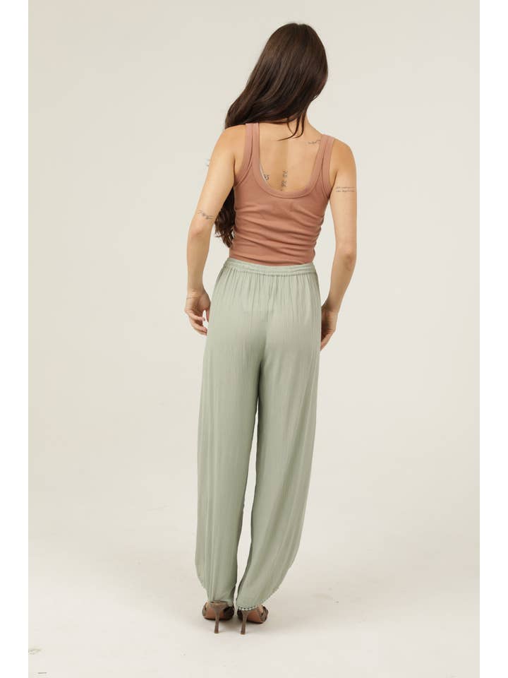 ANGIE - Wholesale Pants - Women's - 25P68-ASIS WRAP PANTS WITH CROCHET TRIM AND ELASTIC WAIST2