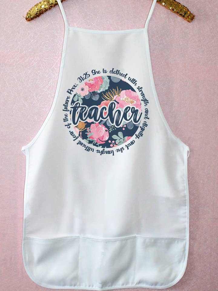 Blue Teacher Circle Kitchen Apron for wholesale by Cali Boutique Wholesale