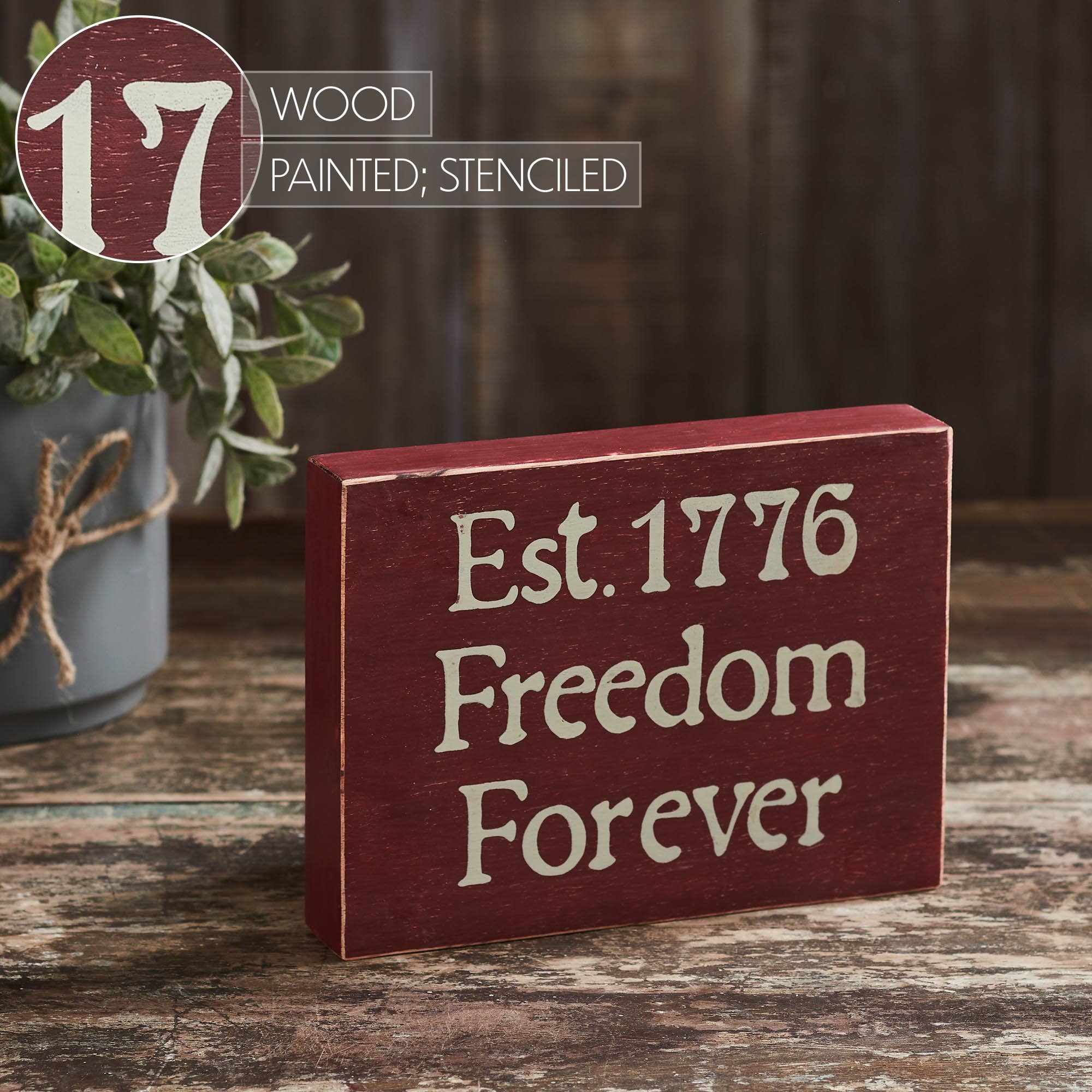 VHC Brands - Wholesale Sign - Freedom Forever Wooden Sign 6x8x1.55