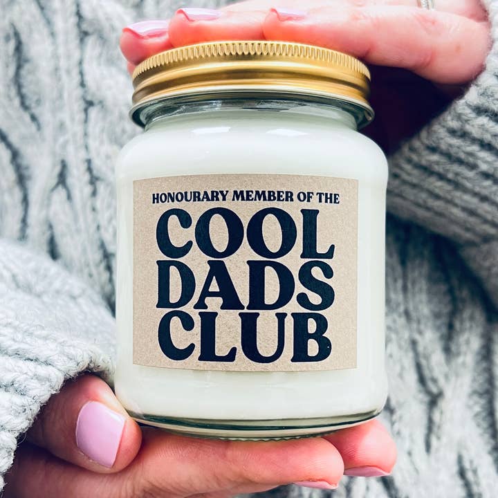 Cool Dads Club handmade soy candle - choice of scents for wholesale by Lollyrocket Candles Limited