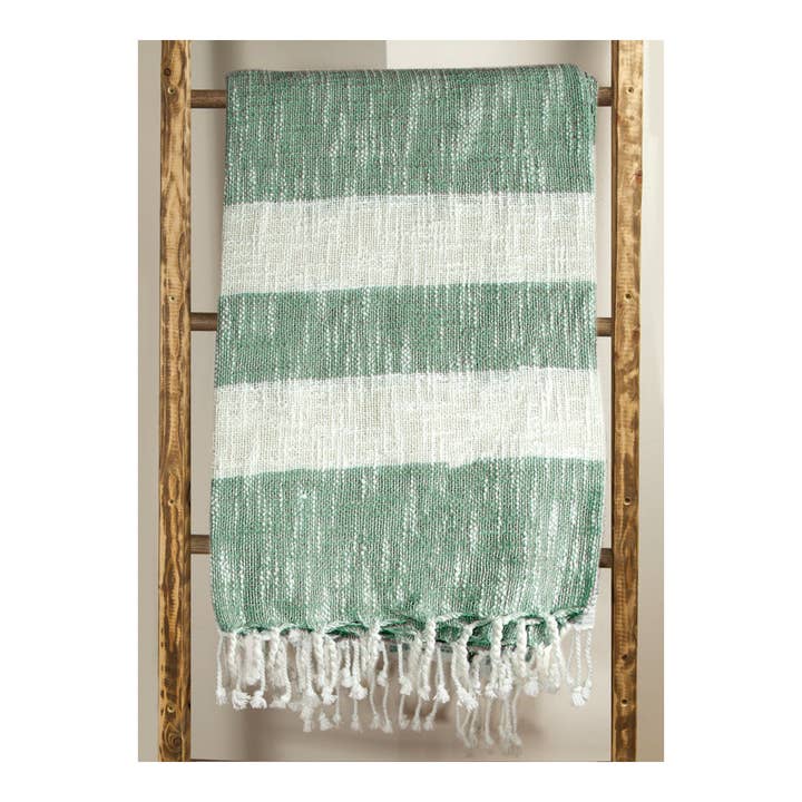 Cotton Stripe Throw 50 X 60 Green for wholesale by Manual Woodworkers and Weavers, Inc.