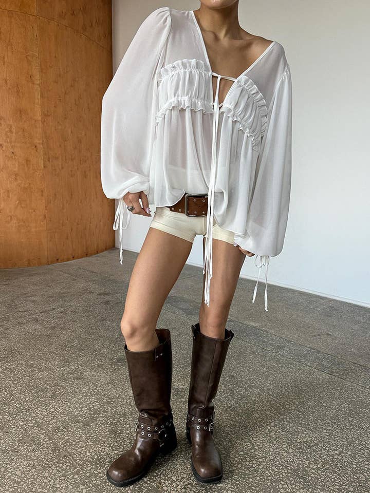 Marayn - Wholesale Blouse – Women’s - Chic Summer Ruffle Blouse Sexy Loose Effortless5