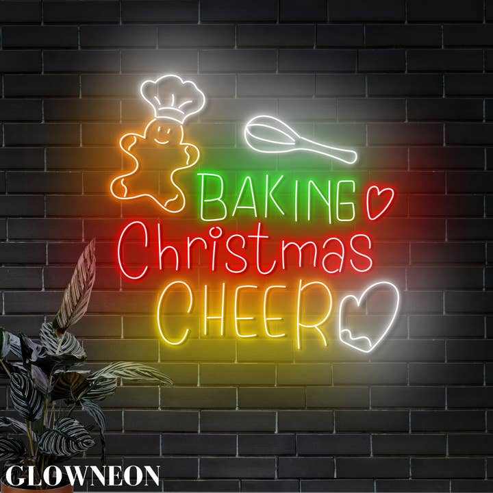 Baking Christmas Cheer Led Sign, Bakery Shop Christmas Decor for wholesale by Glow Neon