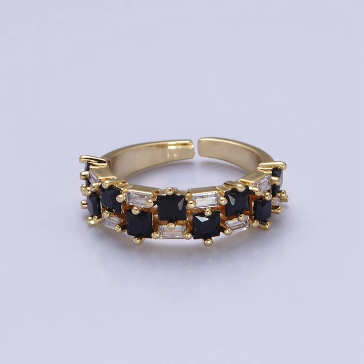 Aim Eternal - Wholesale Multi-Stone Ring - Gold Filled Colorful Baguette Square CZ Ring