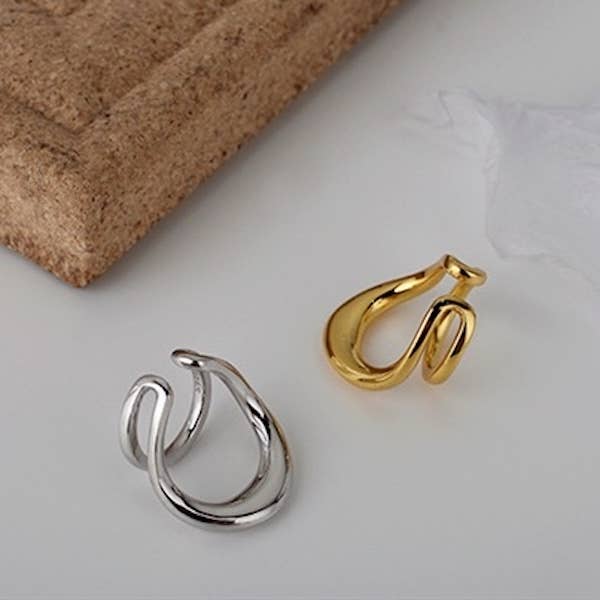 LanLivia - Wholesale Cuff/Wrap Earrings - Unique design double line golden n silver ear cuff-one piece13