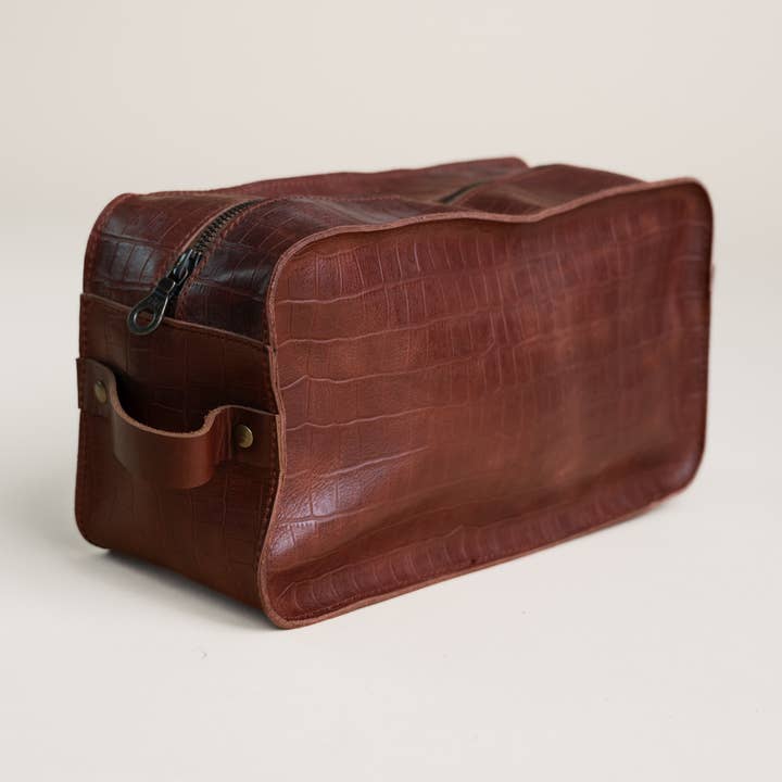 Dopp Kit | Luxe Cognac Croc for wholesale by Stash