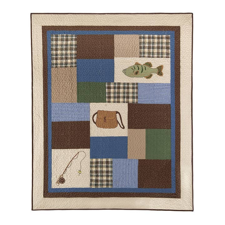 SALE Hook, Line, & Sinker Quilted 50" x 60" Throw Blanket for wholesale by C&F Home