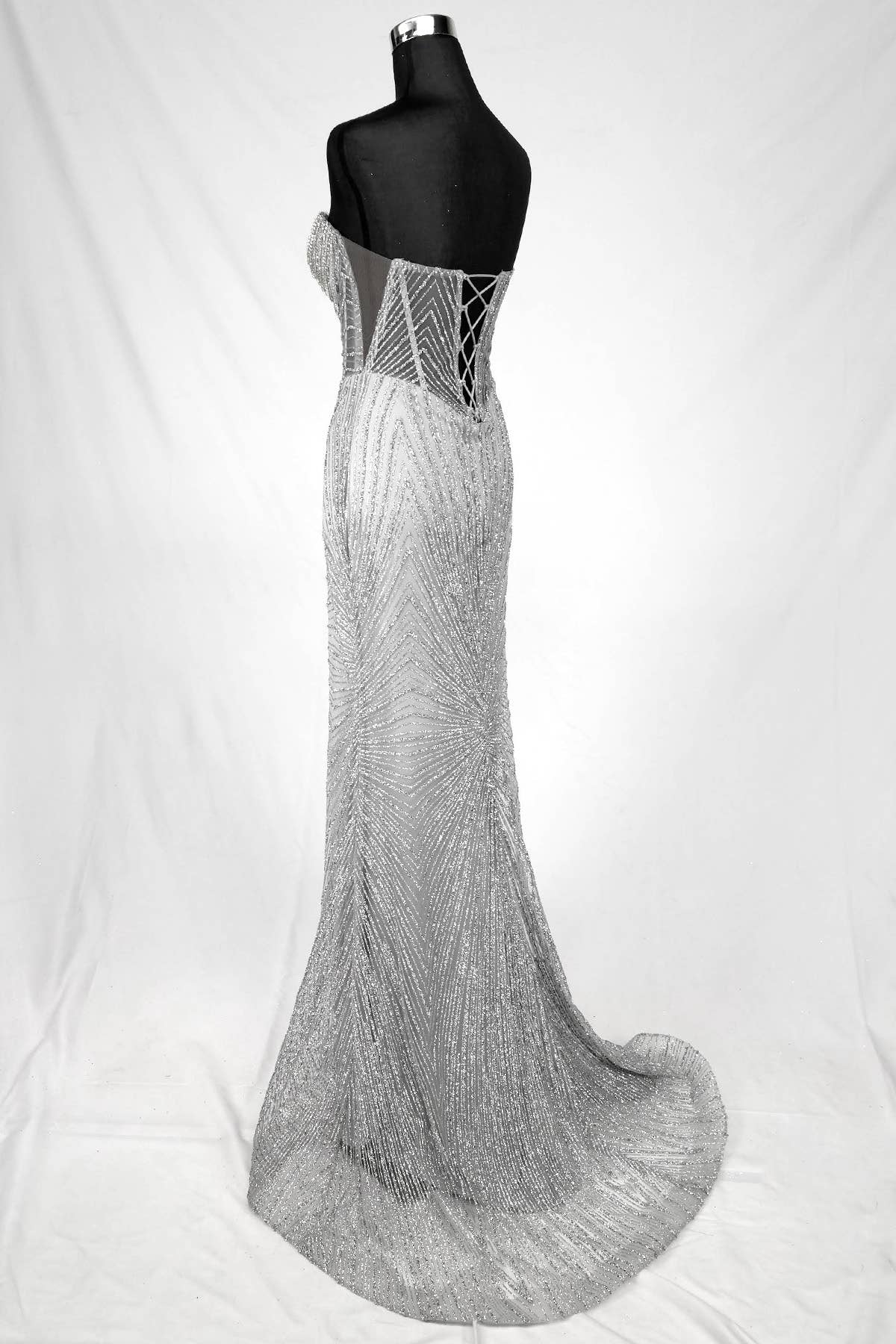 Chicas - Wholesale Gown - Women's - Long sparkling mermaid dress with hanging jewels CF00120