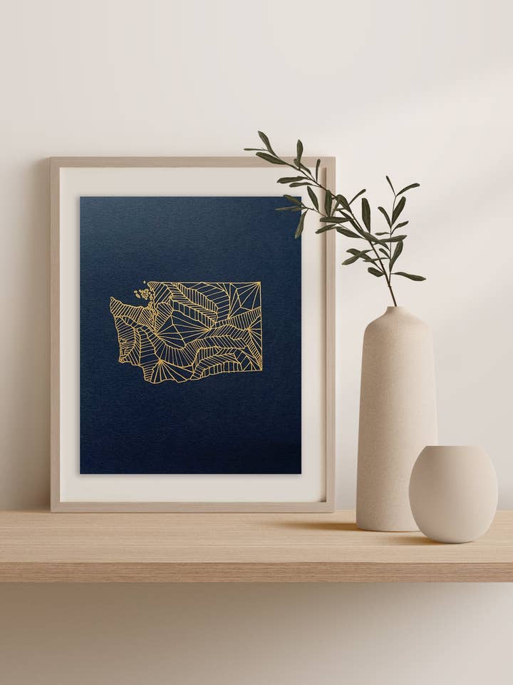 Washington map | screenprint for wholesale by Suz Bax Art