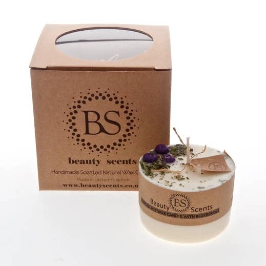 Litet doftande soja ljus med blåbär låda med 6 för wholesale av Beauty Scents Ltd.