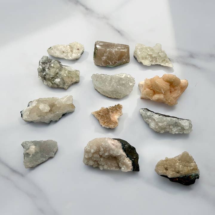 Assorted Crystals Zeolite Flat Medium - 12 pcs for wholesale by Raj Minerals Inc