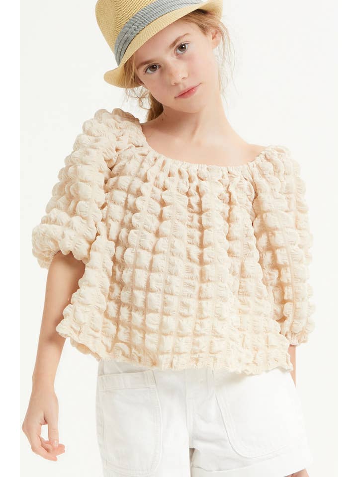Good Girl - Wholesale Knit Top - Kids - Embossed Bubble Texture Balloon Sleeve Top17