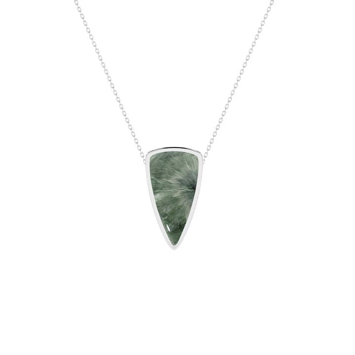 Nature Crafts - Wholesale Pendant/charm necklace - Natural Seraphinite Slider Pendant Necklace in 925 Silver5