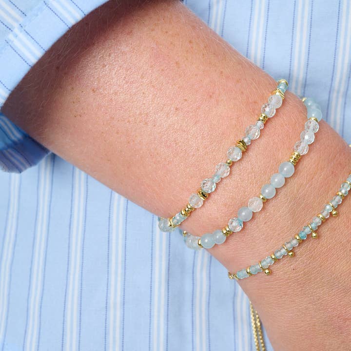 Moala Guld & Blå Topas Stablearmbånd for engroshandel hos Boho Betty