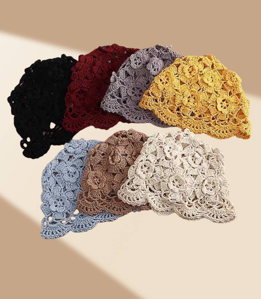 JC Sunny Fashion - Wholesale Bucket Hat - Women's - JCH903323 Vintage Hand-Crocheted Floral Dressy Bucket Hat8