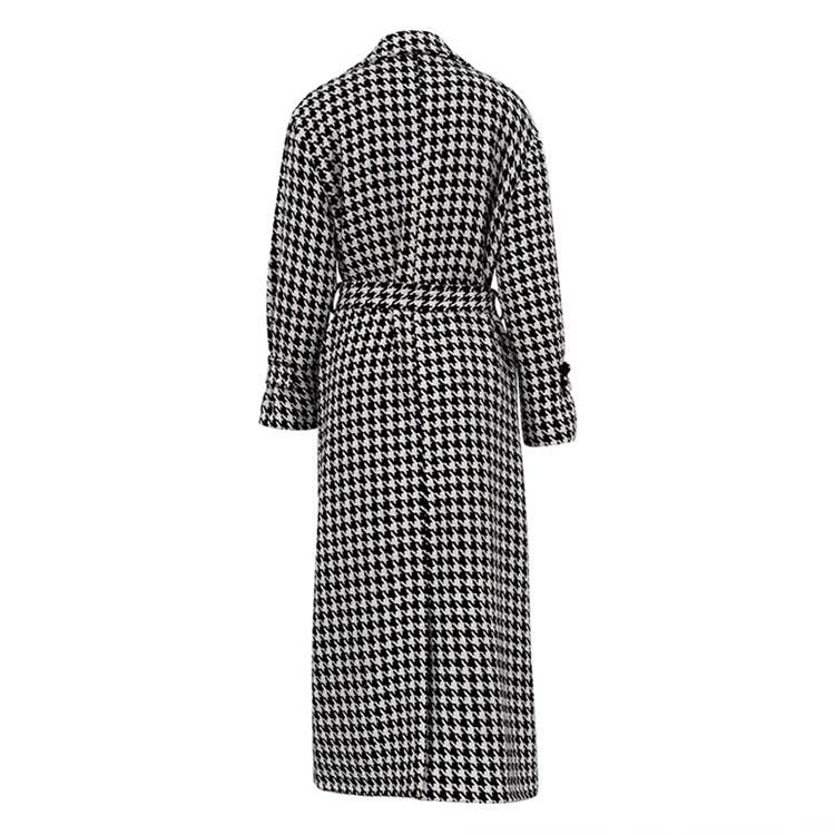 Black and white houndstooth long trench coat for wholesale on Faire11