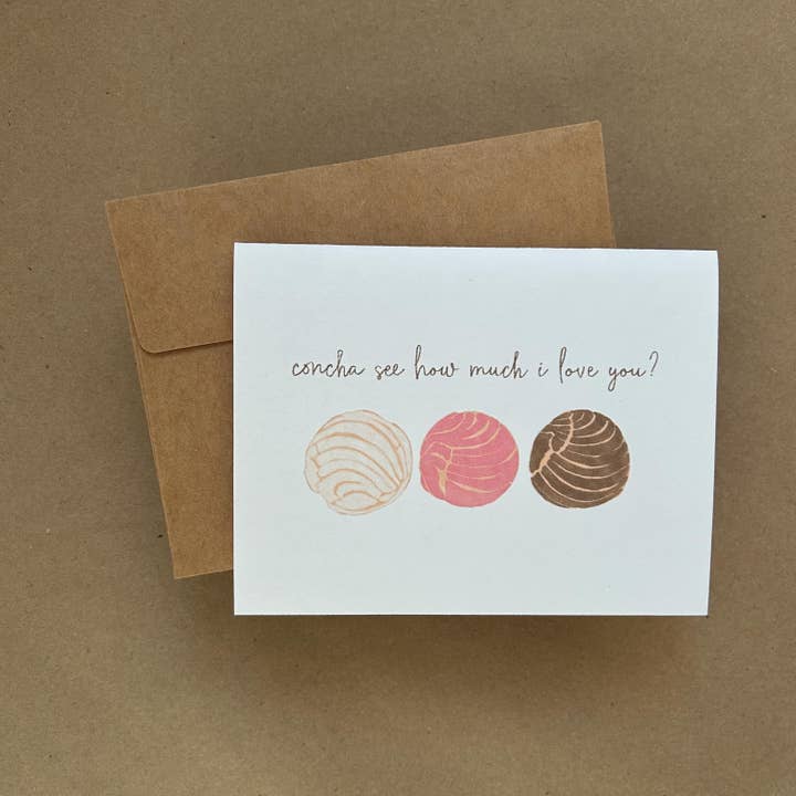 Concha See How Much I Love You? - Greeting Card for wholesale by Longoria Doodles