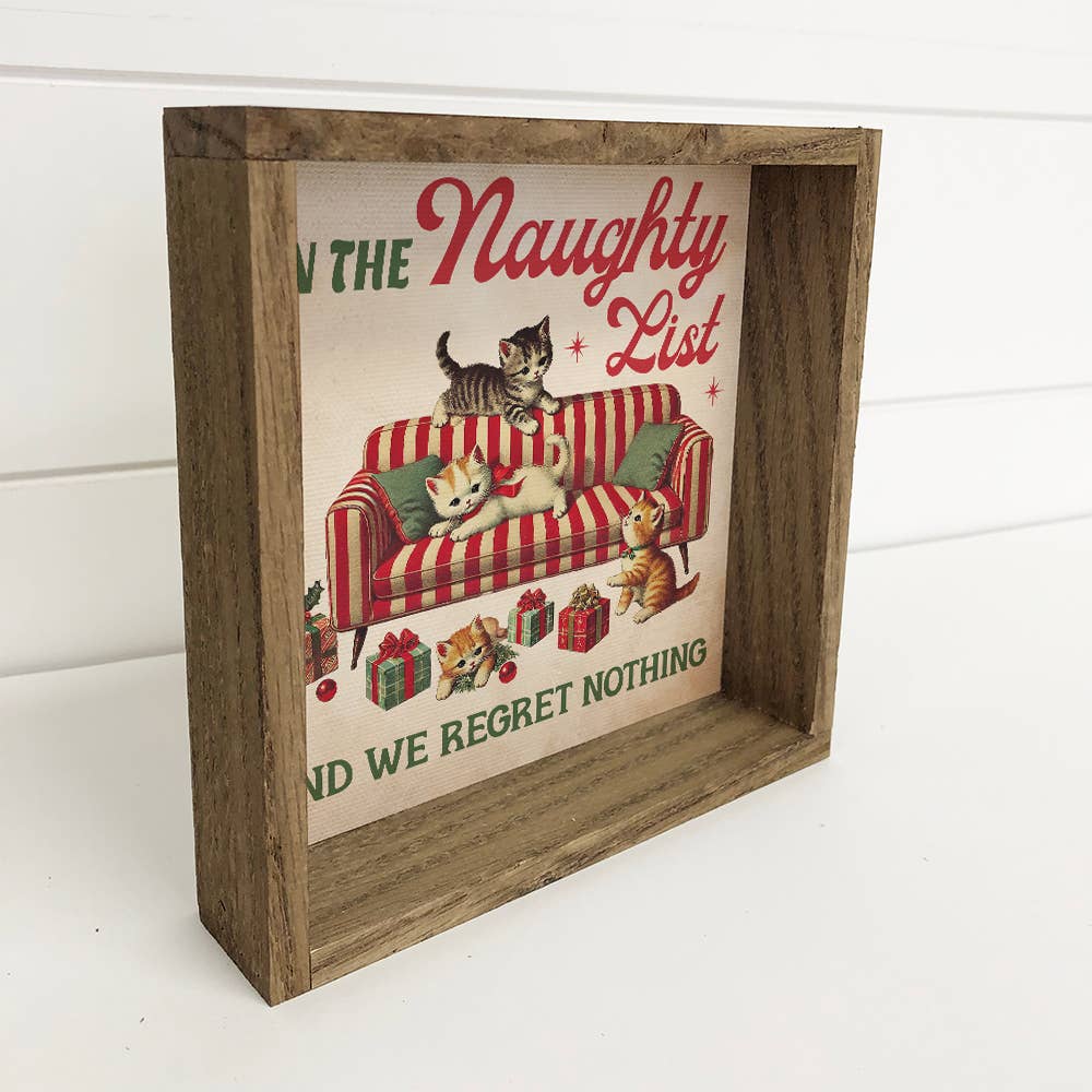 Hangout Home – wholesale Christmas Wall Art – On the Naughty List Cats - Funny Christmas Canvas Art 1