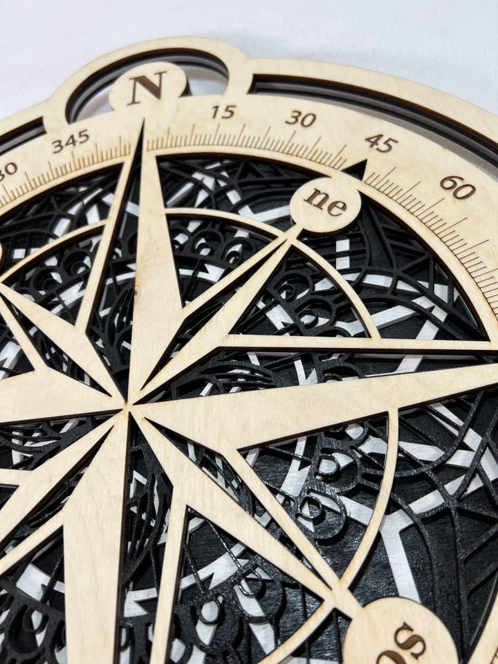 Wall Decoration Compass Layer Wood Art Mandala 3D Art Multilayer Wood Home Decor for wholesale by Spencer's Custom Wood