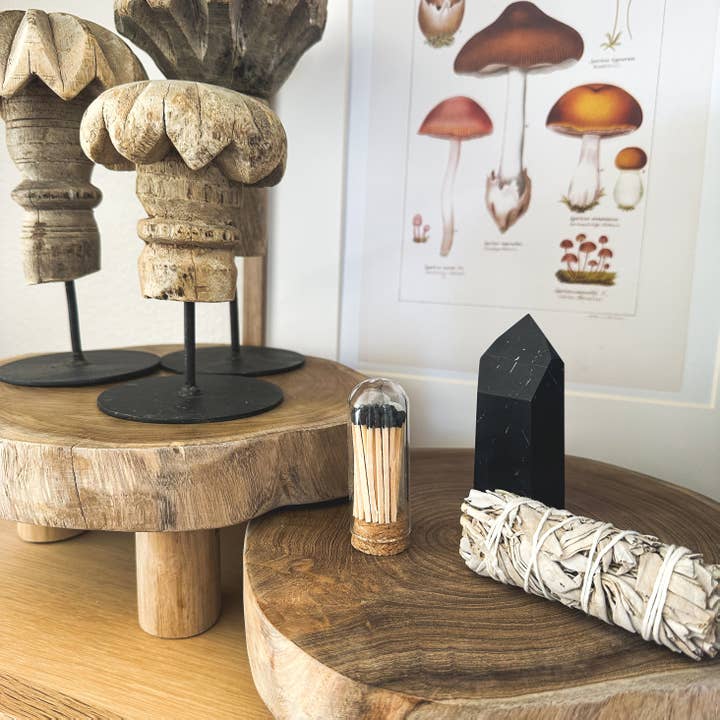 Sandstone & Sage - Wholesale Decorative Tabletop Object - Teak Riser | Primitive Live Edge Wood Display