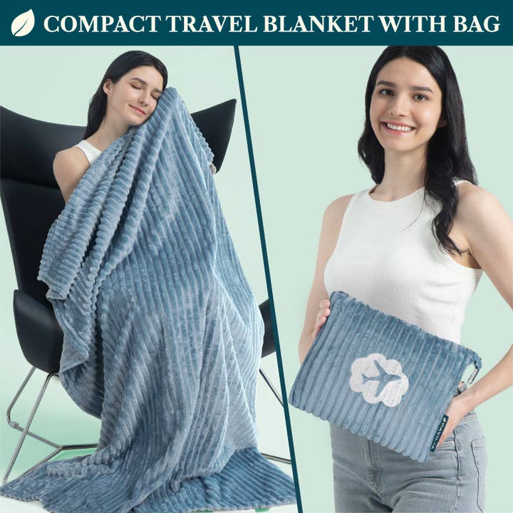 Pavilia - Wholesale Travel Blanket - Airplane Fleece Travel Blanket Pillow3