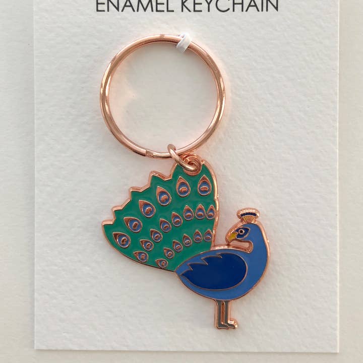 Peacock Keychain for wholesale by Chameleon & Co