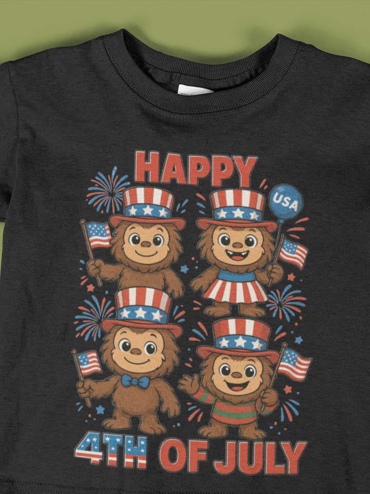 Bigfoot Happy 4th of July - youth/toddler shirt for wholesale by Squatchin’ Country