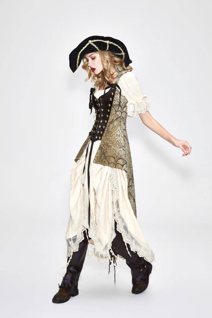 BLK/GLD CT102 - Pirate Jacket med aftagelige ærmer for engroshandel på Faire9