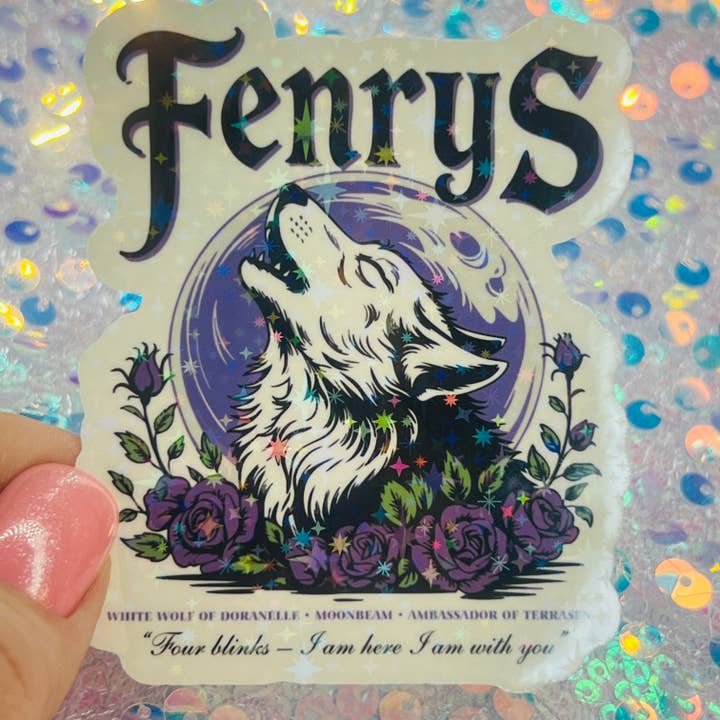 Autocollant holographique inspiré de Fenrys Wolf Throne of Glass pour la vente par FatedFiction