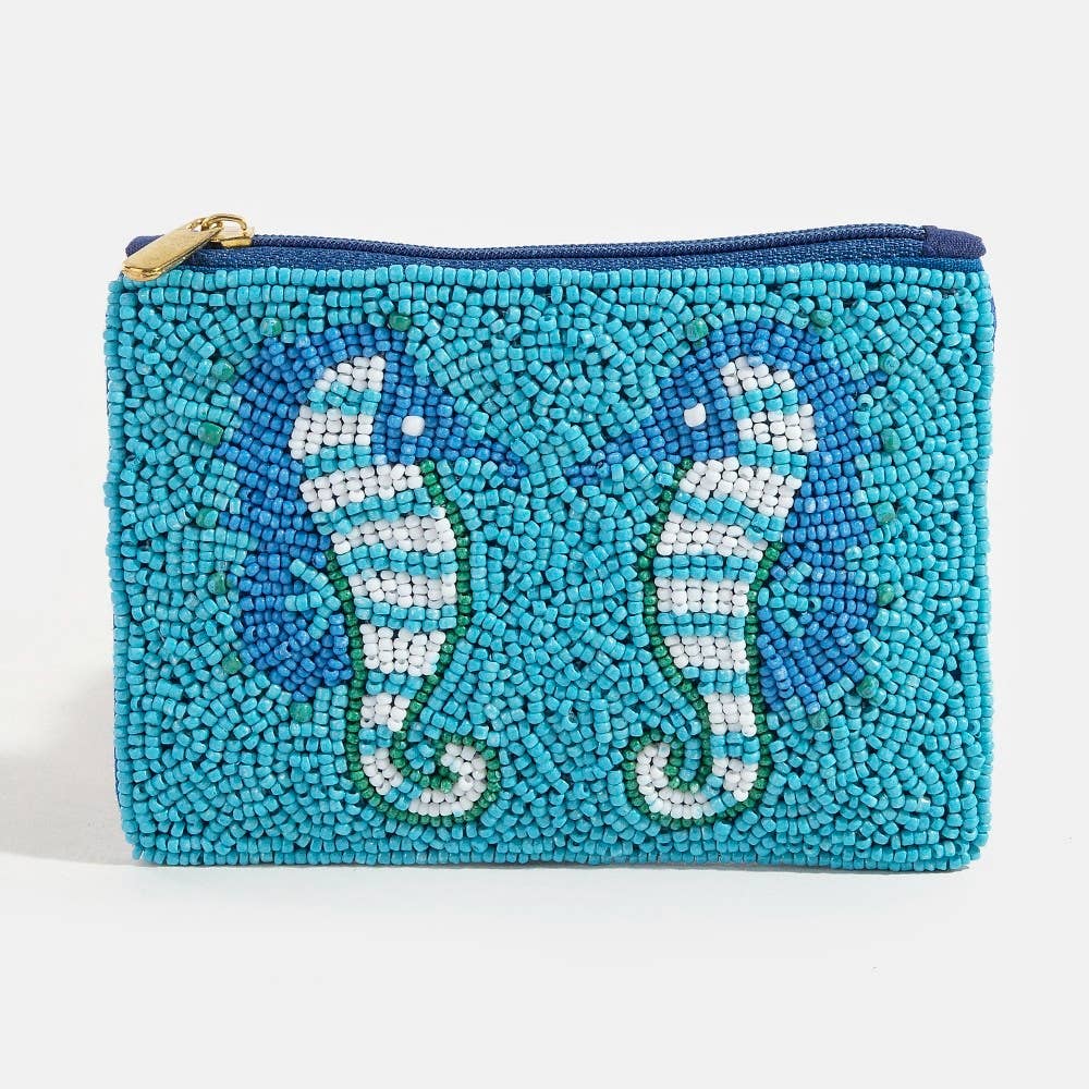 MULTI Monedero de Caballitos de Mar con Cuentas de Semilla de venta al por mayor en Faire1