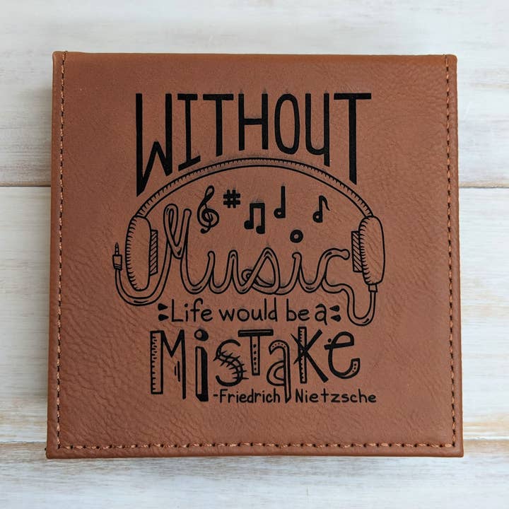 Without Music Life Would be a Mistake - Vegan Leather Box for wholesale by Pigsey Art
