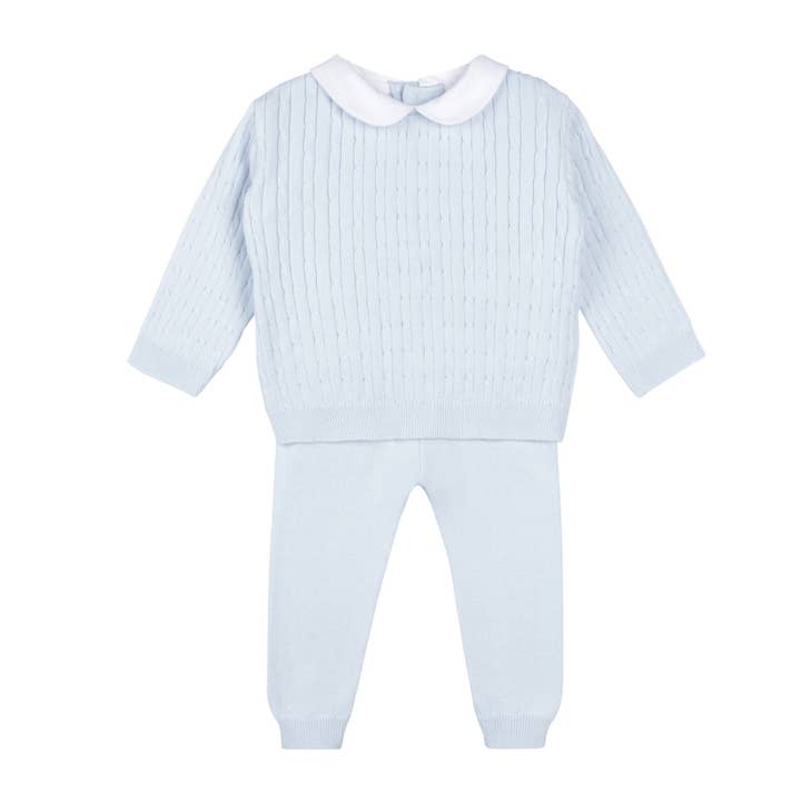 Blue Boys Peter Pan Cable Knit Set for wholesale on Faire