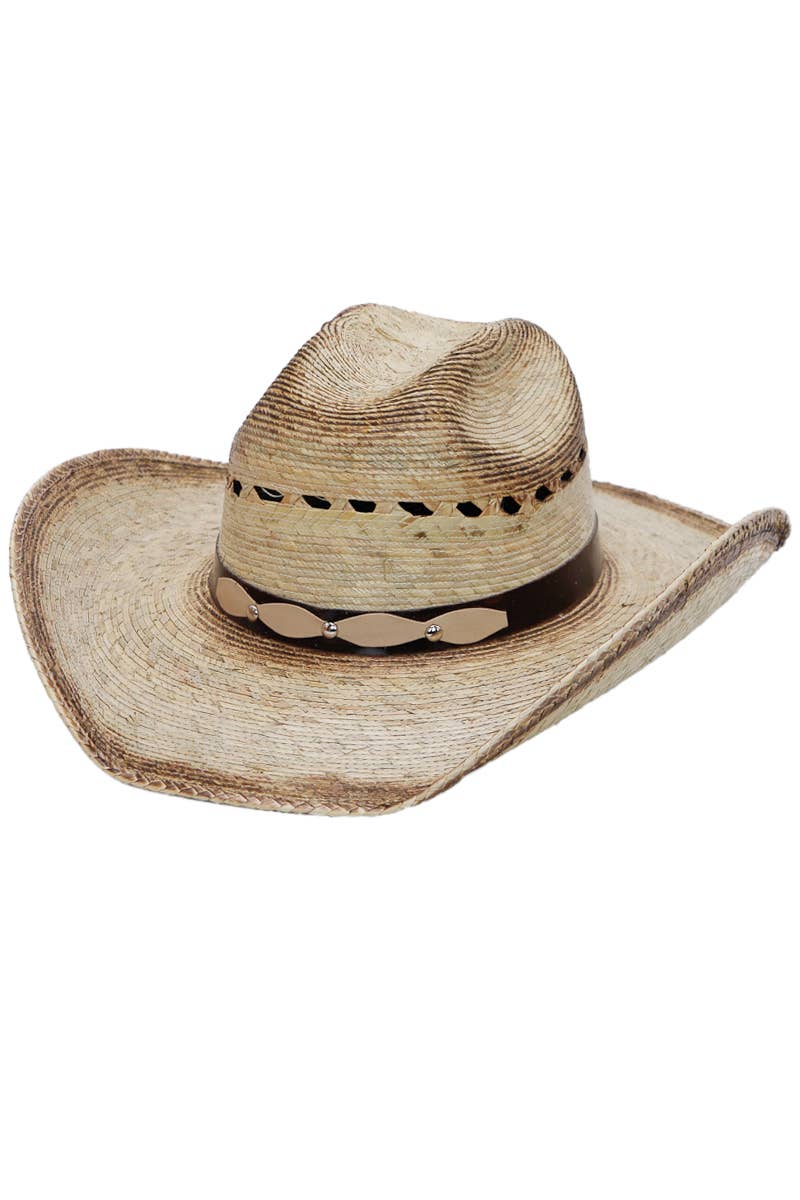 Cap Zone - Wholesale Cowboy Hat - Women's - Vented Vintage Burnt Cutter Palm Straw Cowboy Hat12