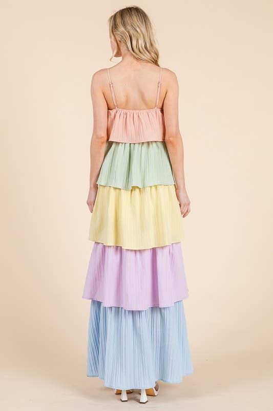 Multi Tiered Pleat Maxi Dress MD51629 for wholesale on Faire2