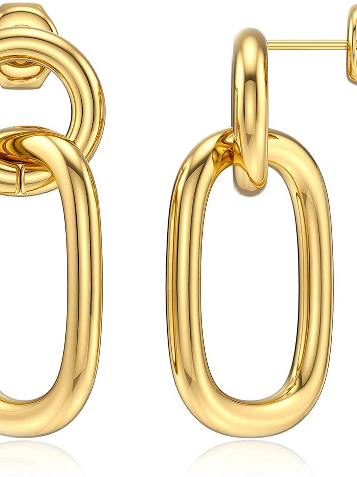 Aretes colgantes lineales de doble círculo para venta al por mayor de Kaiya Jewelry