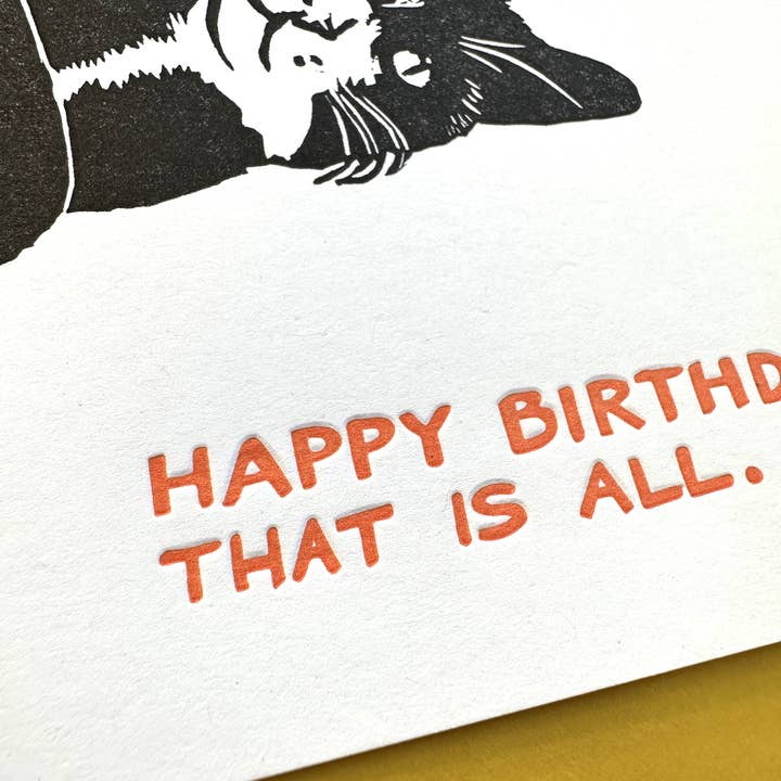 Lynn-oleum - Wholesale Birthday Card - Cat Birthday LETTERPRESS CARD1