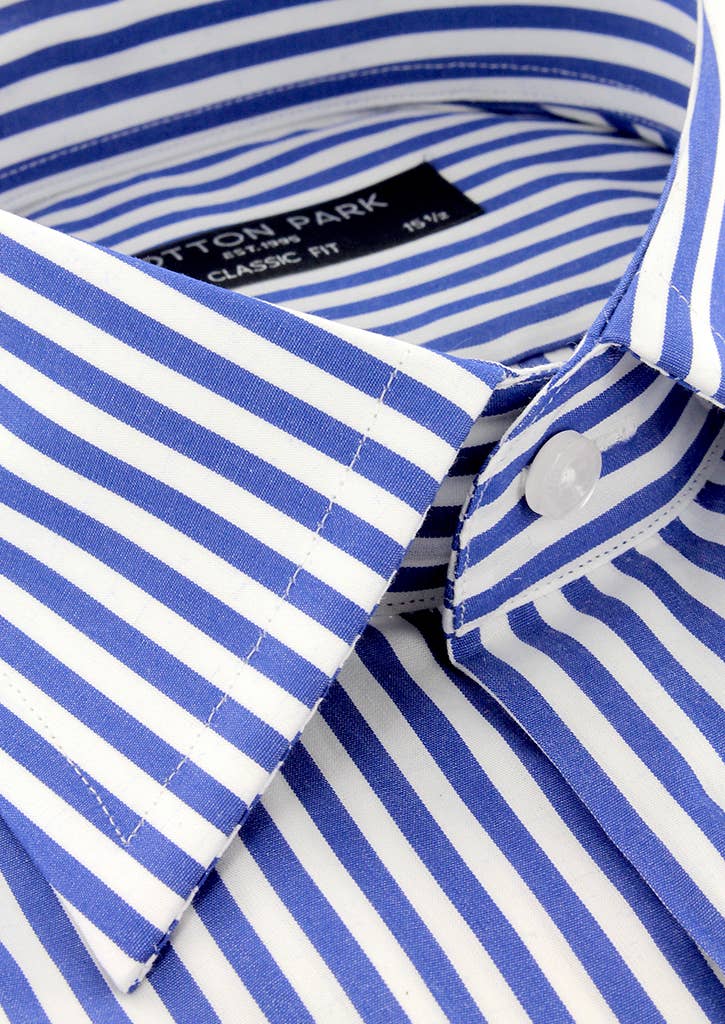 Cotton Park - Vendita all'ingrosso Camicia button down - Uomo - Camicia a righe sottili blu per uomo2