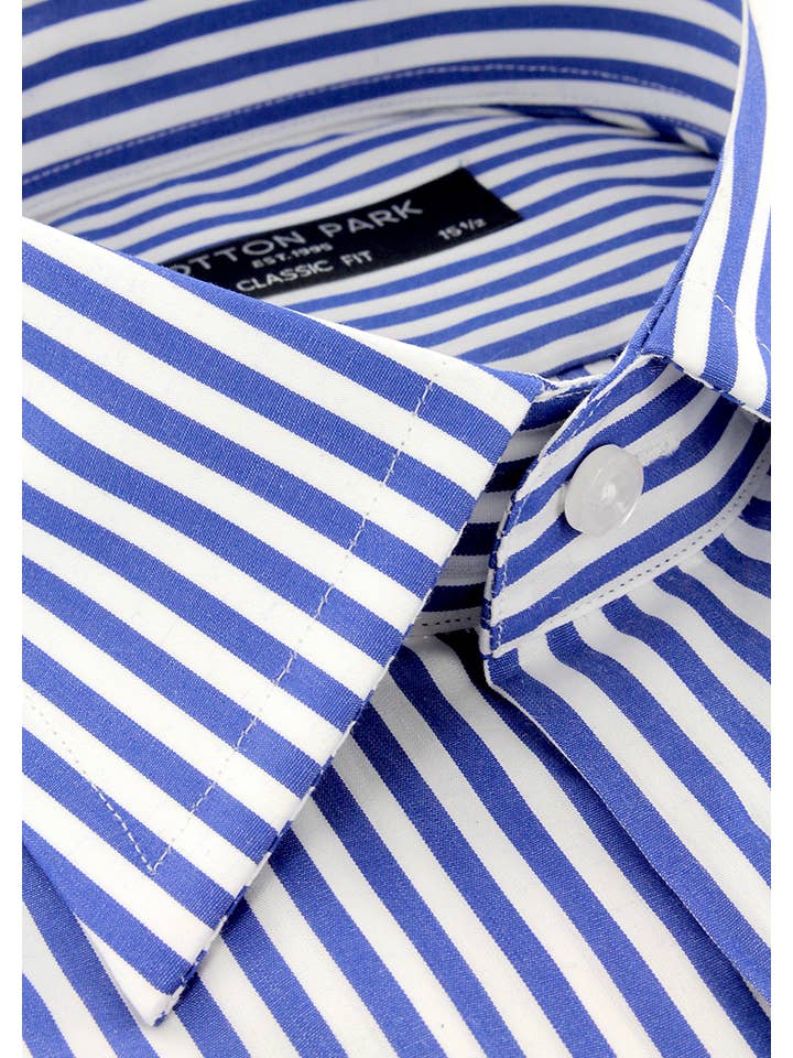Cotton Park - Vendita all'ingrosso Camicia button down - Uomo - Camicia a righe sottili blu per uomo2
