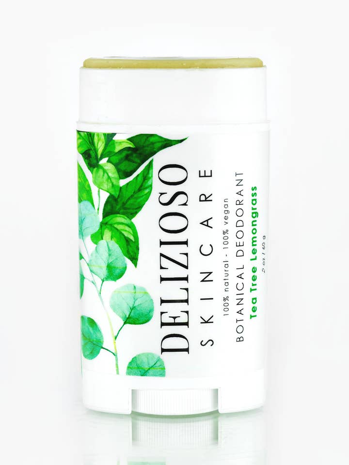 Desodorante Vegan Botânico Tea Tree Lemongrass por atacado de Delizioso Skincare Inc.