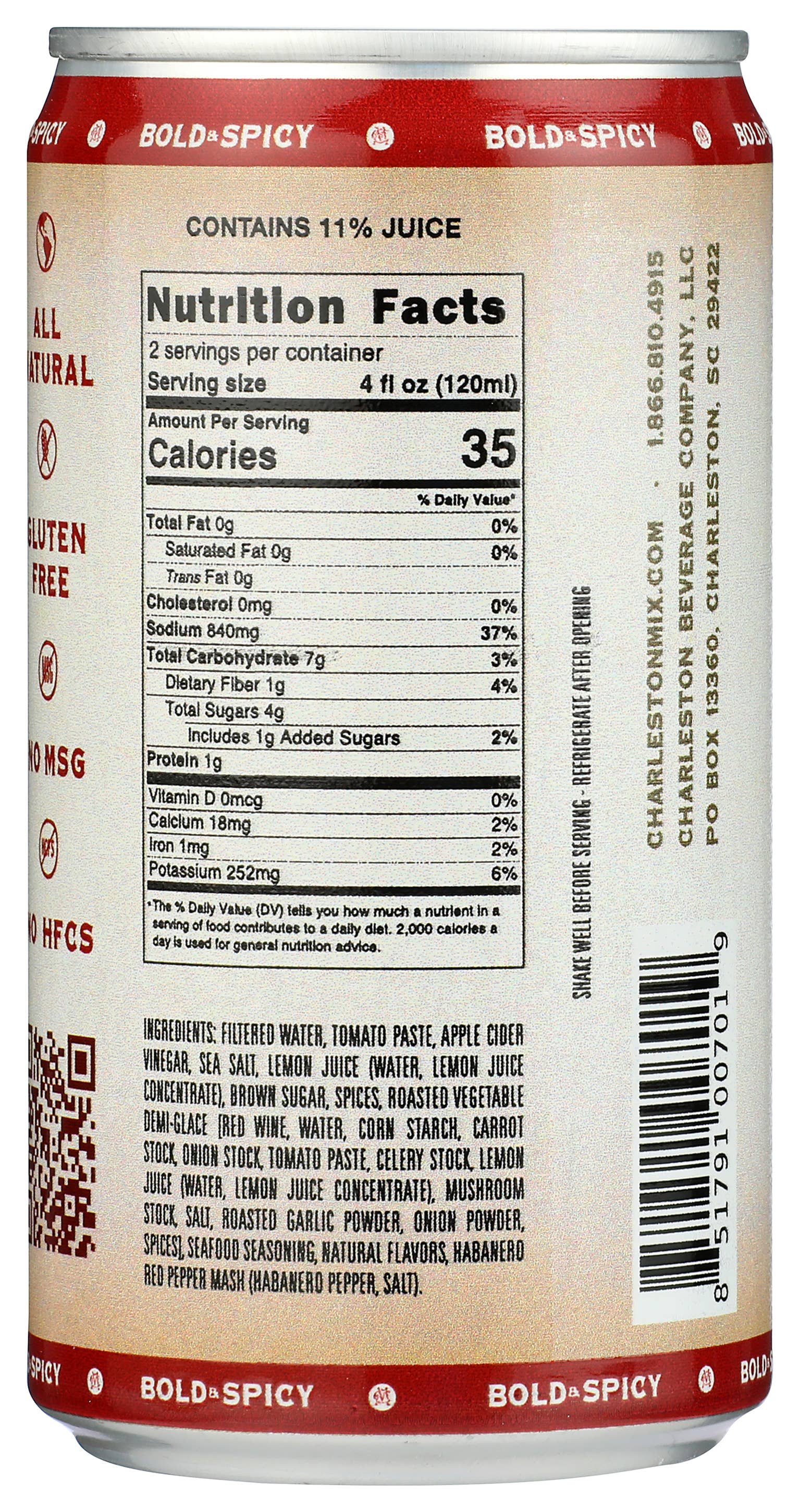 Charleston Mix - Wholesale Cocktail mix/syrup - Bold & Spicy Bloody Mary Mix 8oz Cans | 24 Can Bulk Pack1