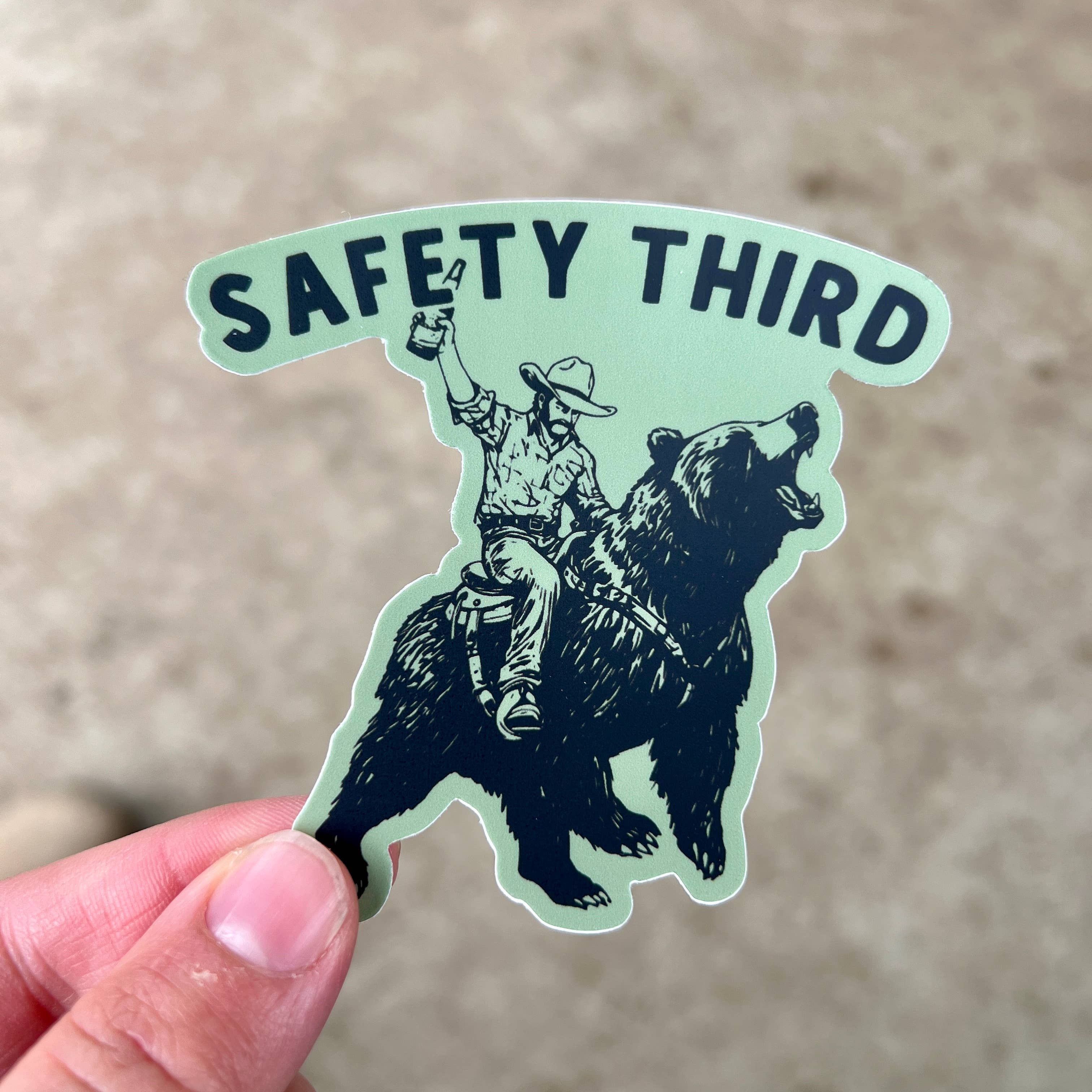 208T2.0 - Wholesale Sticker - Funny Bear Sticker | Safety Third Outdoor Adventure Decal 83