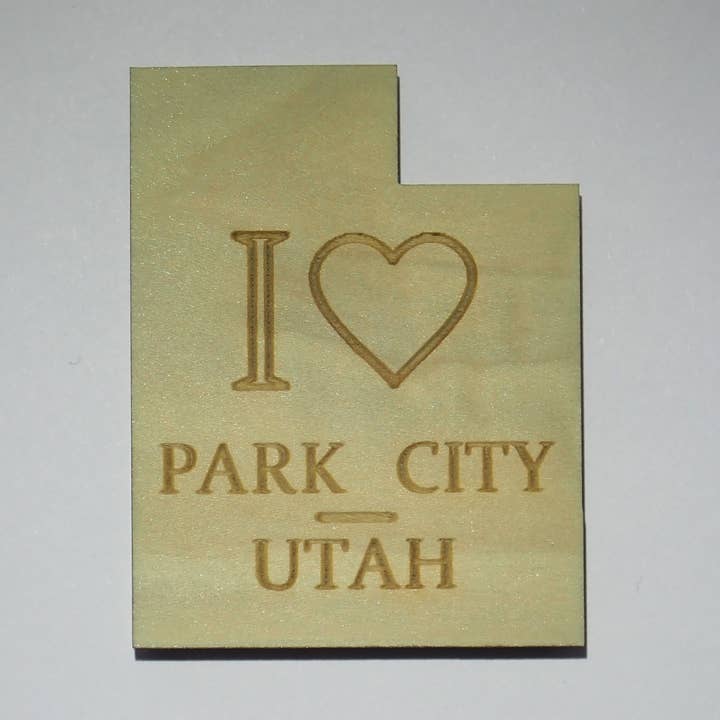 I Love Utah wood magnet - customizable for wholesale by River's Edge Gourmet Foods