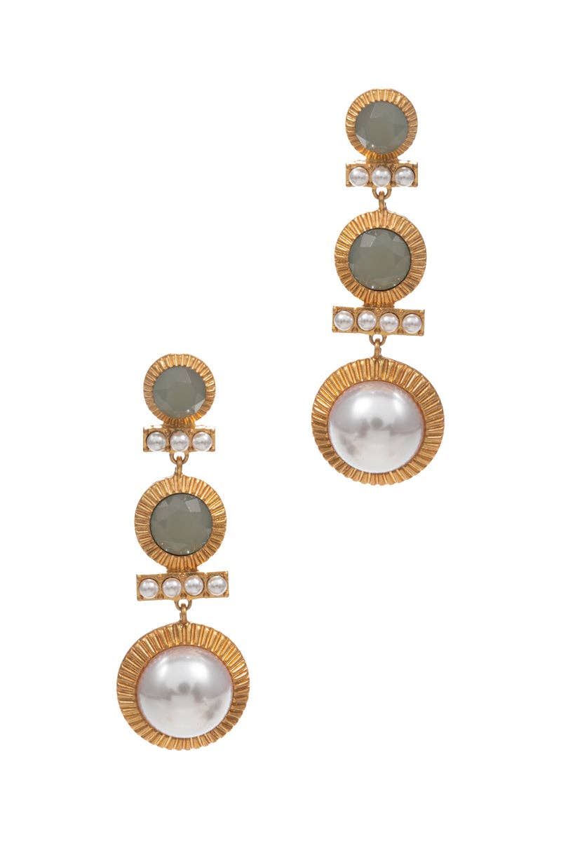 Designature New York – Großhandel Ohrhänger – Ohrringe mit linearem Design aus Perlenglas und drei Tropfen.3