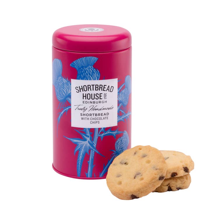 Shortbread House Dark Chocolate Biscuit Tin 140g MP12 for wholesale by Shortbread House of Edinburgh